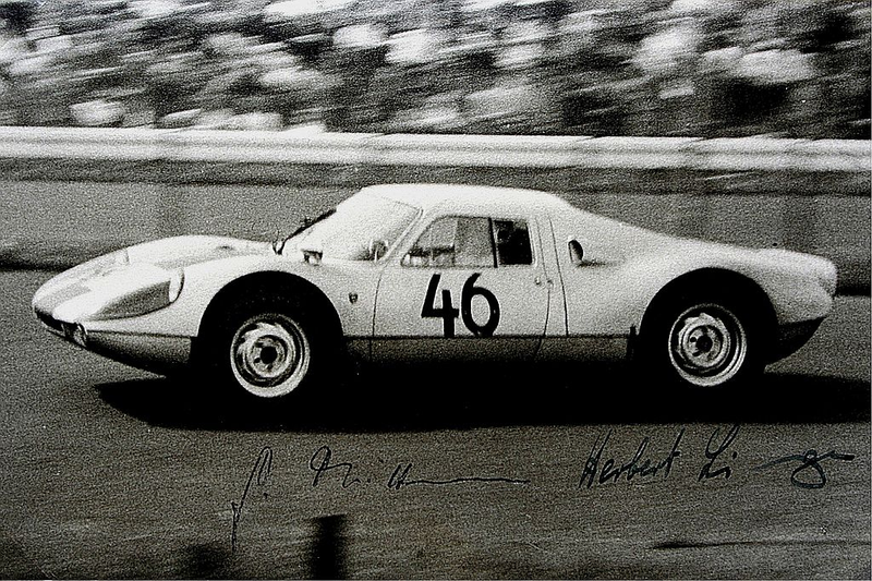 Linge piloting a Porsche 904 at the Nurburgring in 1964